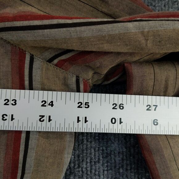 Bit & Bridle Mens Western Shirt Long Sleeve Pearl Snaps Striped SZ XL Brown Red - Picture 6 of 12